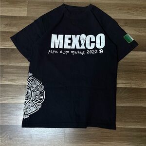 VTG look Mexico FIFA World Cup Qatar 2022 Soccer Shirt Black Aztec Calendar Flag